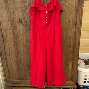 Everly wide leg cropped jumper Small red